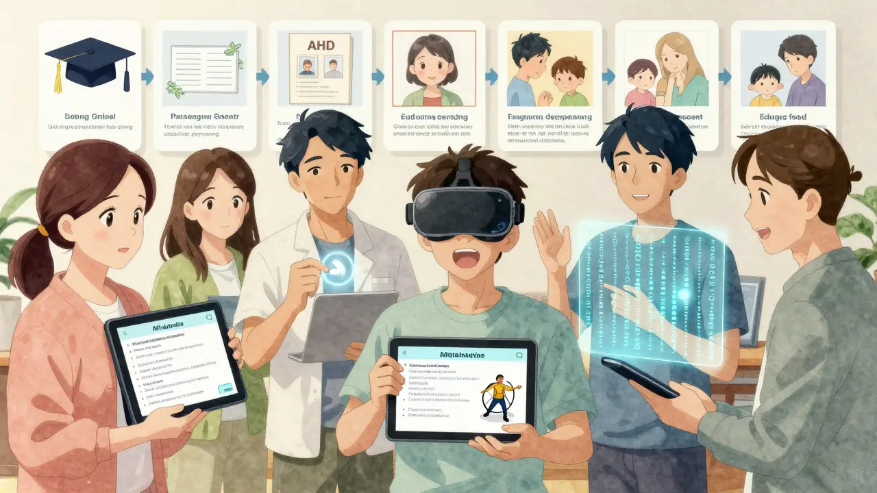 Adults with personalized ADHD treatment plans, including VR and genetic data.