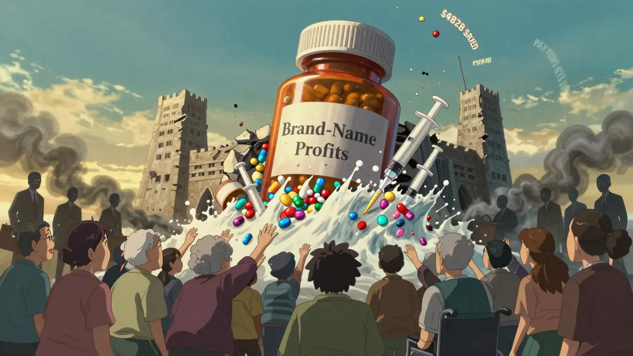 Fortress of brand-name drugs collapsing under wave of generic pills and biosimilars, patients reaching out.