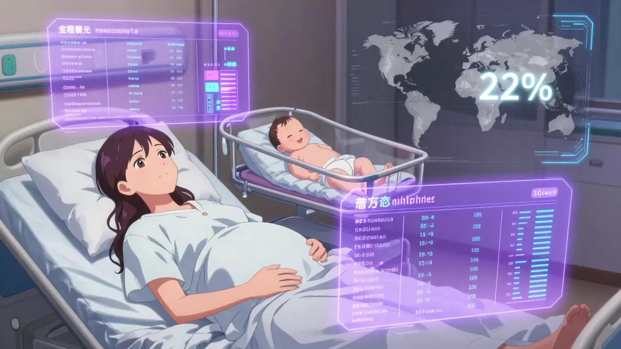 AI dashboard projecting personalized thyroid dose recommendations during pregnancy