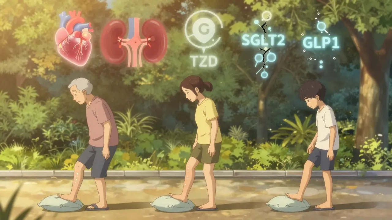 Three diverse patients gently elevating legs or walking, with medical symbols pulsing above them as old medication fades.