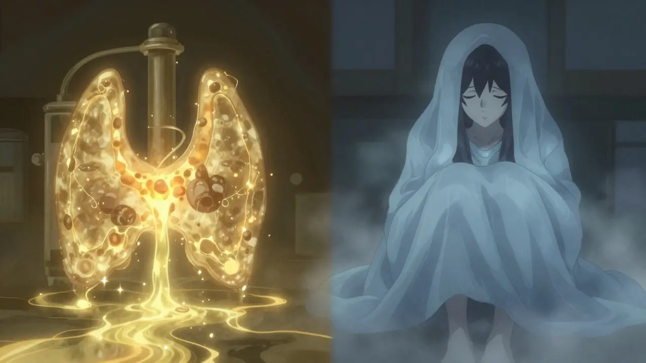 A conceptual image showing the shift from hyperthyroidism to hypothyroidism in an anime style.