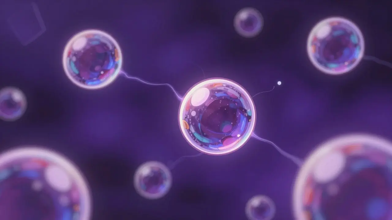 Iridescent liposome nanoparticles with glowing electrical auras in a violet void