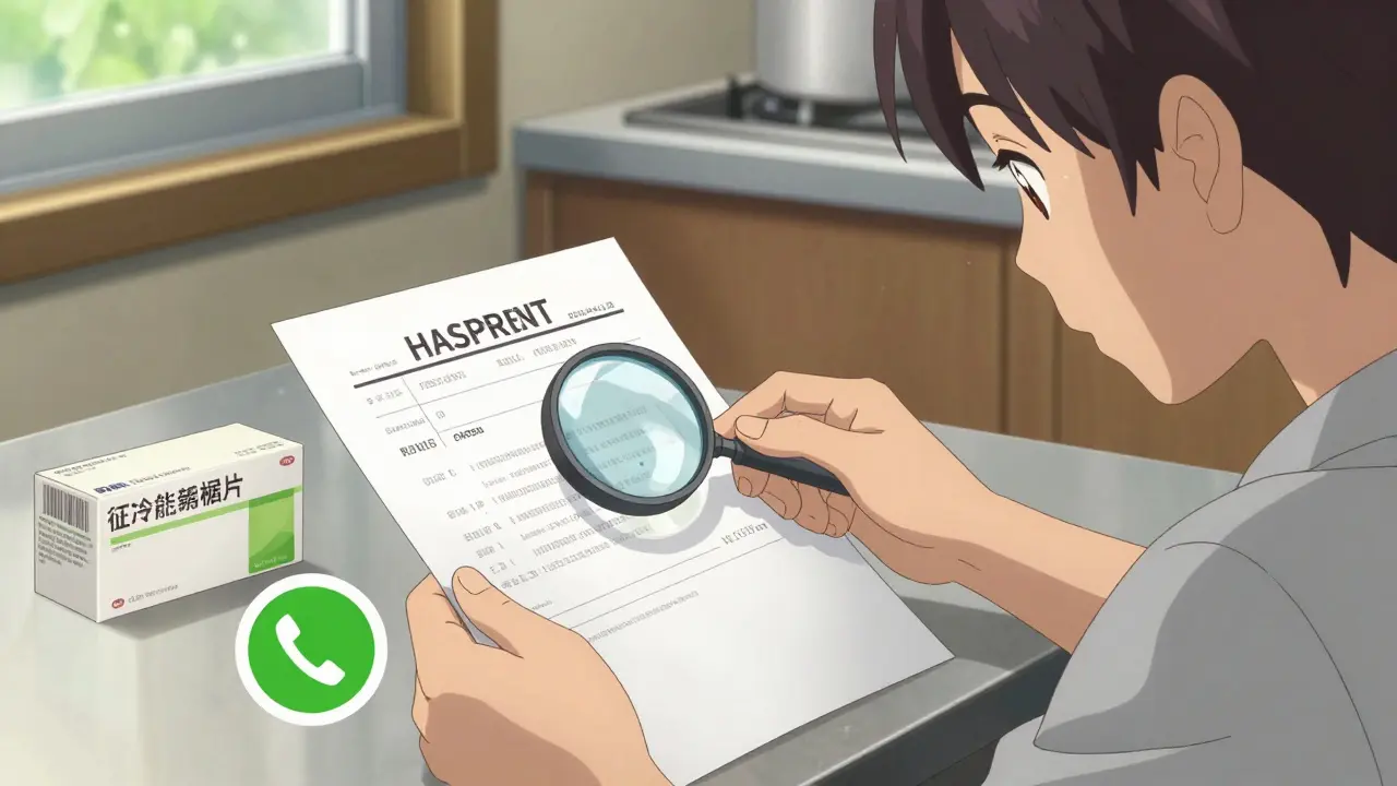 Anime person verifying prescription and pharmacy credentials safely