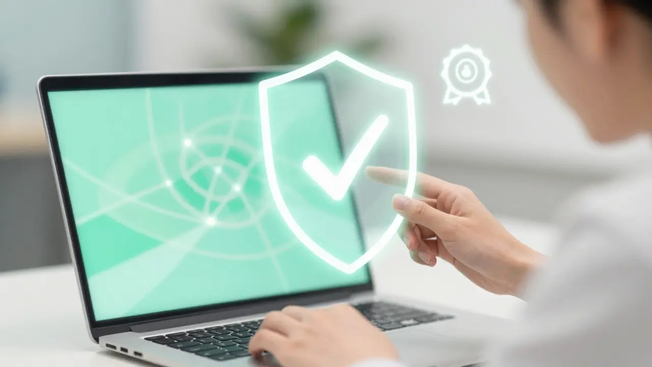Character verifying safe online pharmacy connection