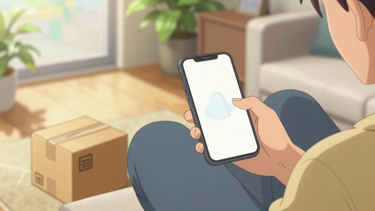 Person relaxing at home receiving cheap meds online
