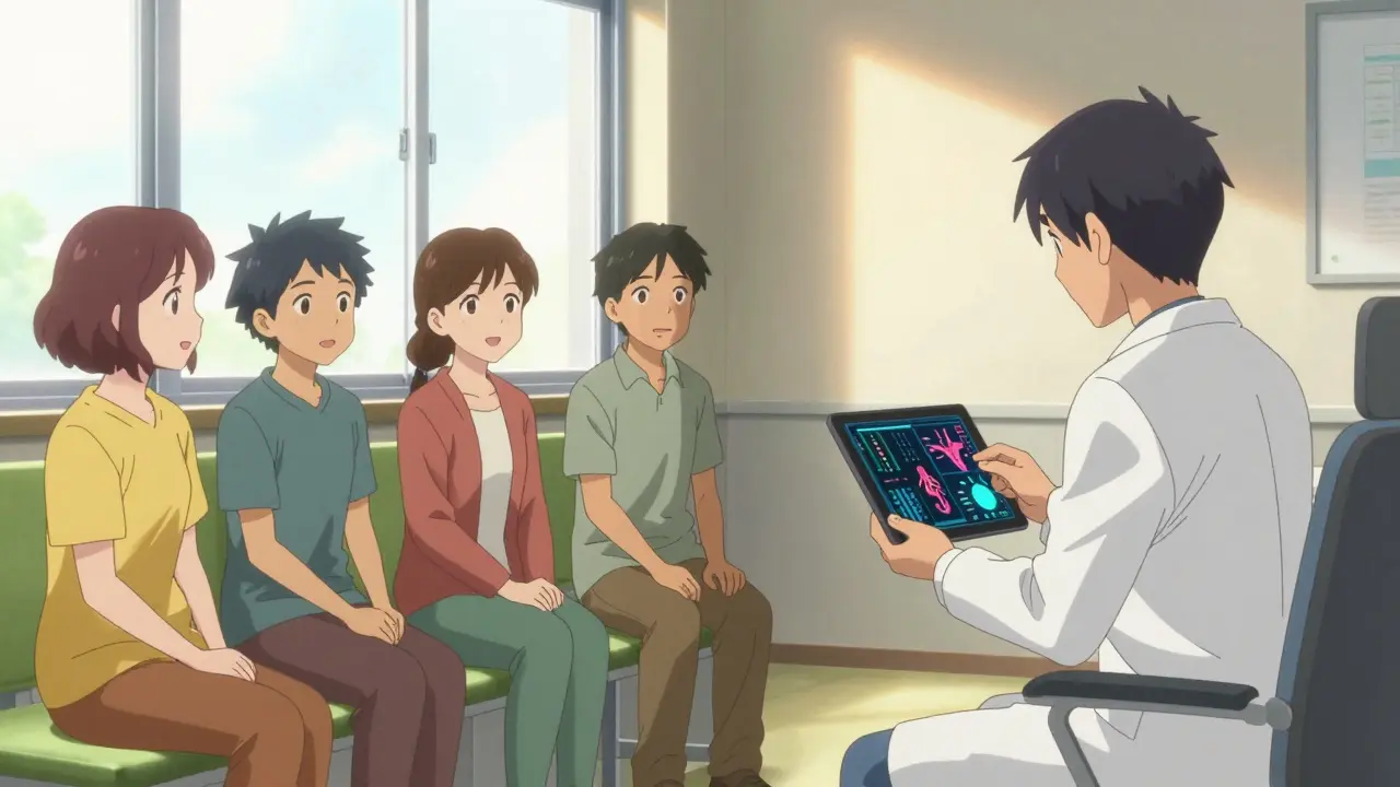 Doctor discussing personalized genetic treatment with patients