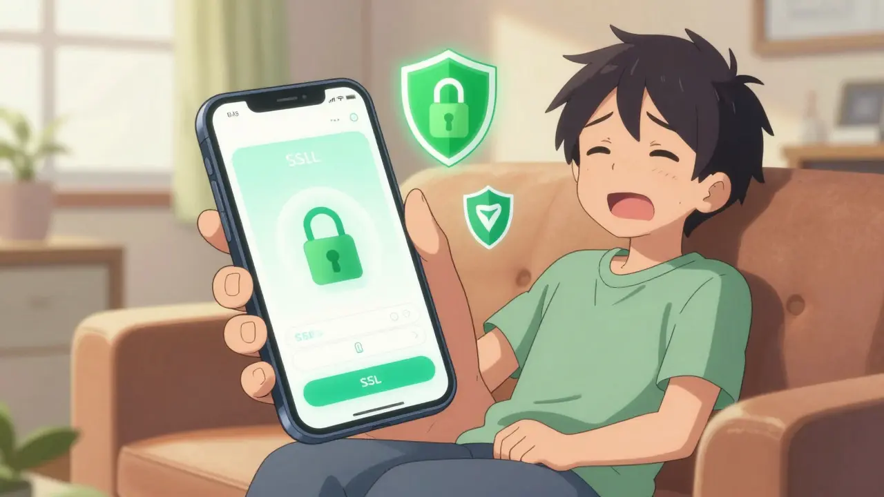 Person safely buying meds online on smartphone