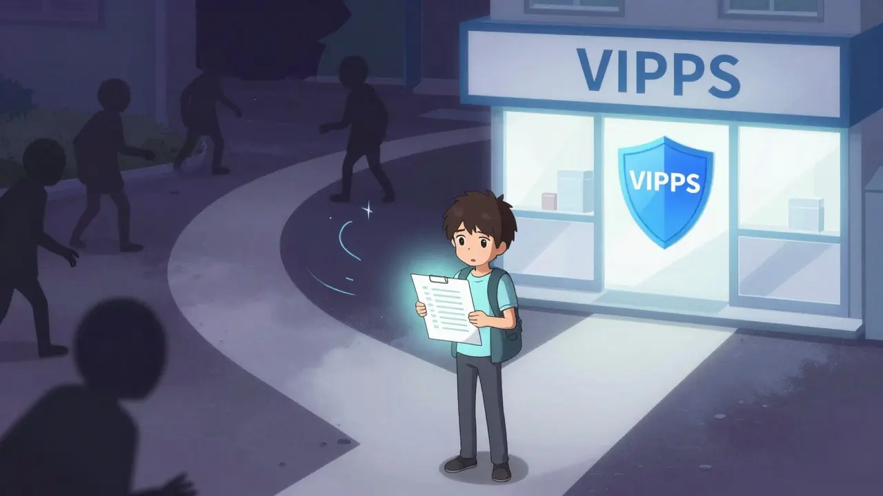Anime style concept of verifying safe online pharmacies versus scam websites.
